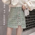 High Waist Patterned Mini A-line Skirt