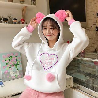 Ear-accent Pom Pom Hoodie