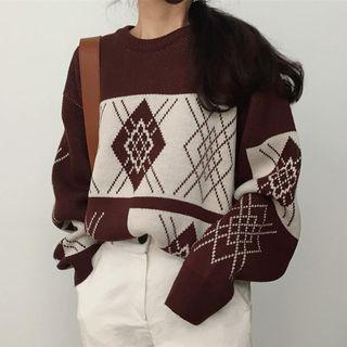 Argyle Loose-fit Sweater