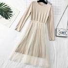 Mock Two-piece Mesh A-line Dress