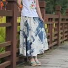 Tie-dyed Midi A-line Skirt