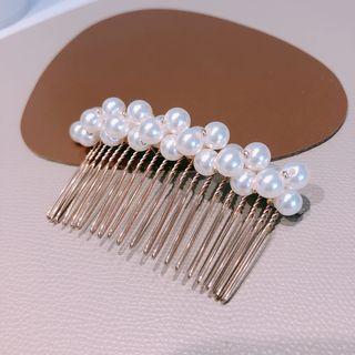 Faux Pearl Hair Comb White & Silver - One Size