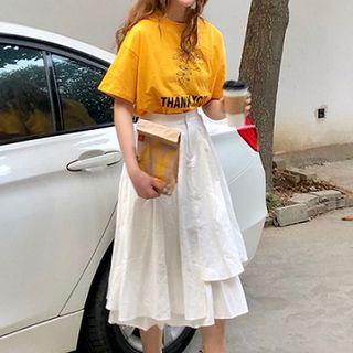 Lettering Short-sleeve T-shirt / Midi Skirt