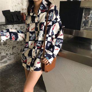 Floral Long-sleeve Shirt As Shown In Figure - One Size