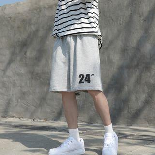 High-waist Letter Printed Loose Fit Shorts
