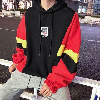 Drawstring Hem Color Block Hooded Sweatshirt