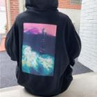 Cloud Print Hooded Zip Jacket