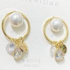 Faux Pearl Cz Drop Earring 1 Pair - One Size