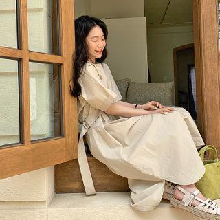 Belted Boxy Long Dress