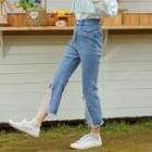 Mesh Panel Boot-cut Jeans
