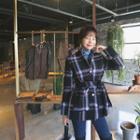 Stand-collar Tweed Jacket With Sash