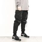 Faux-leather Trim Multi-pocket Sweatpants