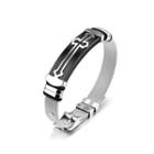 Fashion Elegant Black Cross Mesh Belt 316l Stainless Steel Bracelet Silver - One Size
