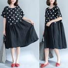 Dotted Panel Short Sleeve Dress
