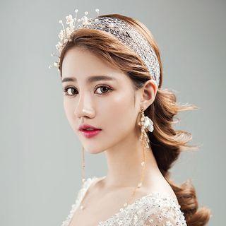 Set: Wedding Faux Pearl Hairband + Pendant Earring