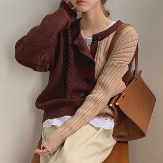 Paneled Cardigan Almond & Coffee - One Size