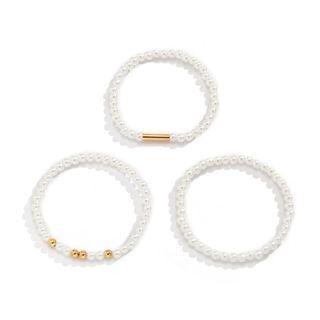 Faux Pearl Alloy Bracelet 3071 - Gold - One Size