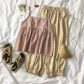Gingham Camisole Top / Wide Leg Pants