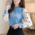 Dotted Sleeve Knit Top