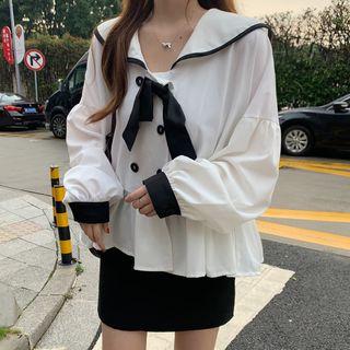Double-breasted Blouse / A-line Skirt