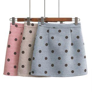 Polka-dot Woolen Mini Skirt