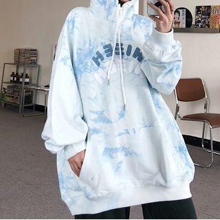 Lettering Tie Dye Oversized Hoodie