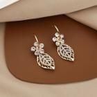 Flower & Leaf Rhinestone Earring 1 Pair - E1300-2 - Gold - One Size