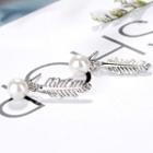 Feather Stud Earring Stud Earring - 1 Pair - White Gold - One Size