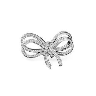 Fashion Simple Ribbon Brooch With Cubic Zirconia Silver - One Size