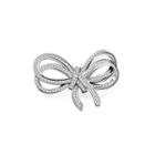 Fashion Simple Ribbon Brooch With Cubic Zirconia Silver - One Size