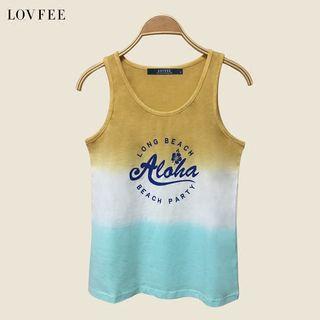 Sleeveless Lettering Loose-fit Crewneck Sport Tank Top