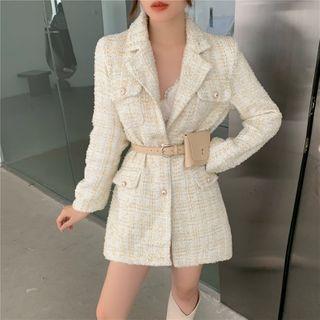 Embellished Single-breasted Tweed Blazer / Belt Bag