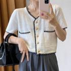 Short-sleeve Contrast Stitching Cardigan