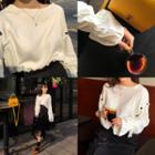 Buttoned Bishop-sleeve Blouse
