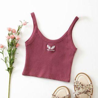 Wings Embroidered Cropped Camisole Top