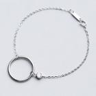 Rhinestone Hoop Bracelet 1pc - Silver - One Size