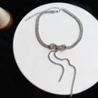 Rhinestone Bracelet 1 Pc - Necklace - Bow - Silver - One Size