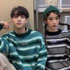 Couple Matching Striped Lettering Sweater
