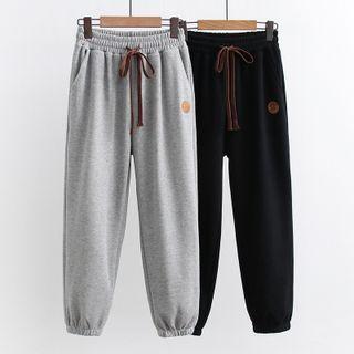 Smiley Face Embroidered Harem Pants
