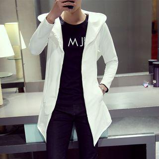 Cross Print Hooded Long Jacket