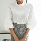 Mock-neck Puff Long-sleeve Top