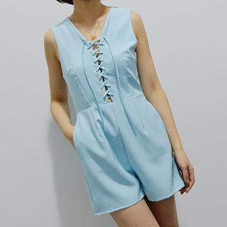 Lace-up Sleeveless Playsuit