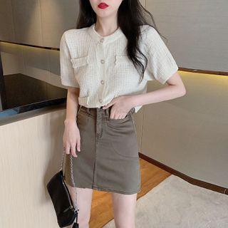 Button-down Knit Top / Pencil Skirt