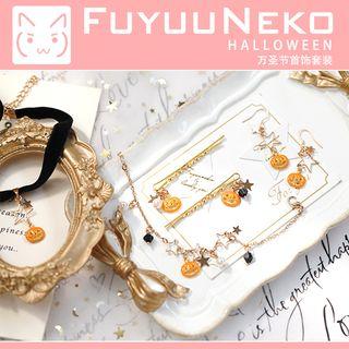 Halloween Alloy Pumpkin Dangle Earring / Choker / Bracelet / Set