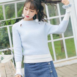 Cut Out Color Block Sweater
