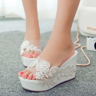 Lace Flower Slide Sandals