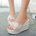Lace Flower Slide Sandals