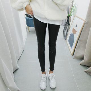 Pocket-patch Pleather Leggings