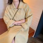 Buttoned Long Coat Light Yellow - One Size