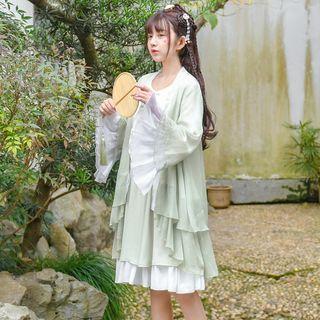 Chinese Mesh Panel Bell-sleeve Light Jacket